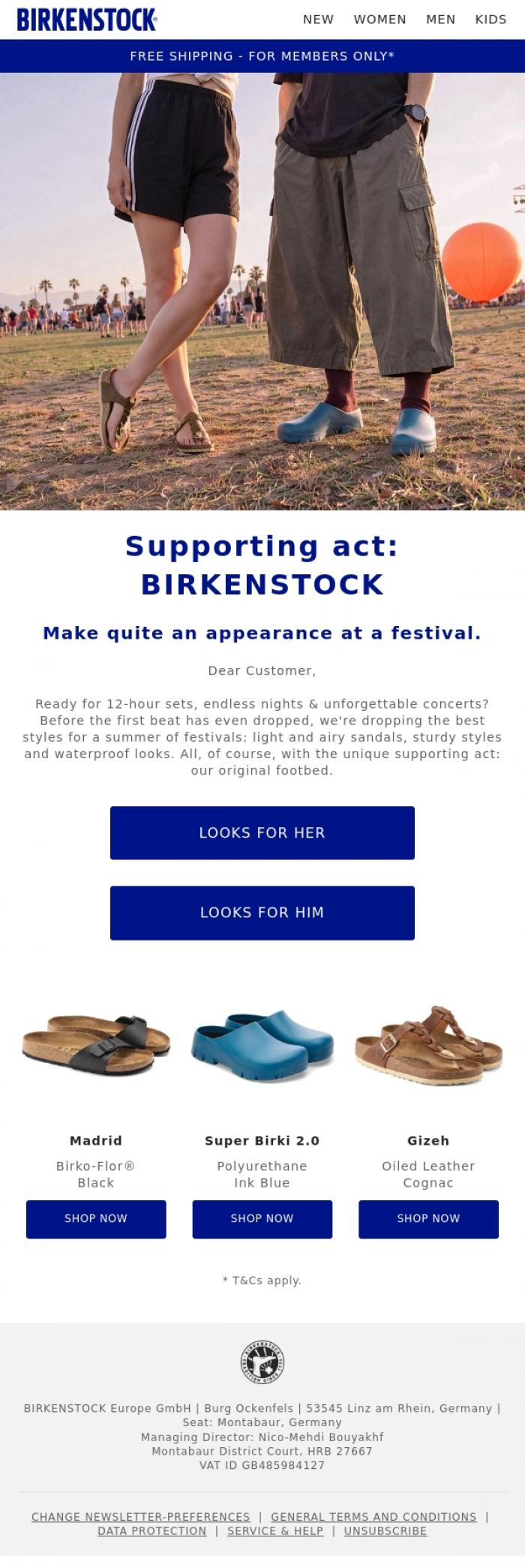 Email Design Inspiration from BIRKENSTOCK, Outfit check: ready for the festival?
