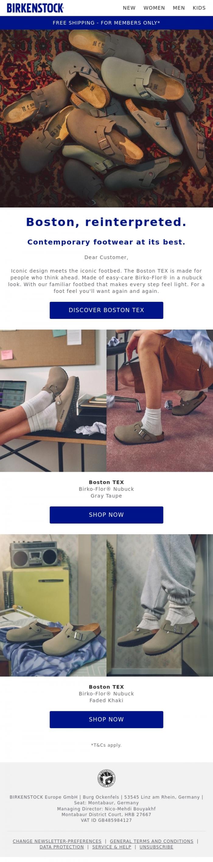 Email Design Inspiration from BIRKENSTOCK, Are you Team Boston?