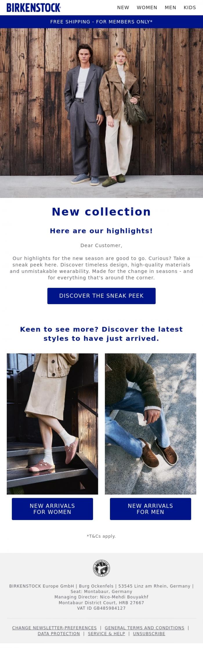 Email Design Inspiration from BIRKENSTOCK, Sneak peek: what you can expect in the new season.