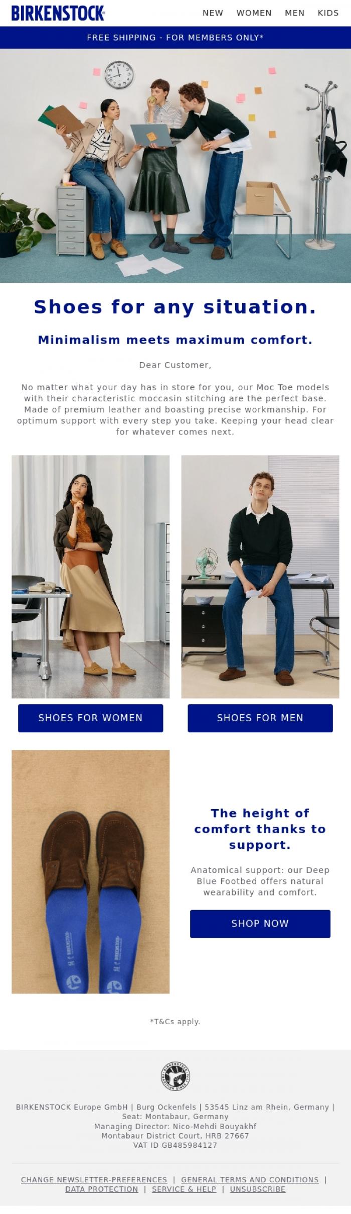 Email Design Inspiration from BIRKENSTOCK, Hot right now: the moccasin look with distinctive U stitching.
