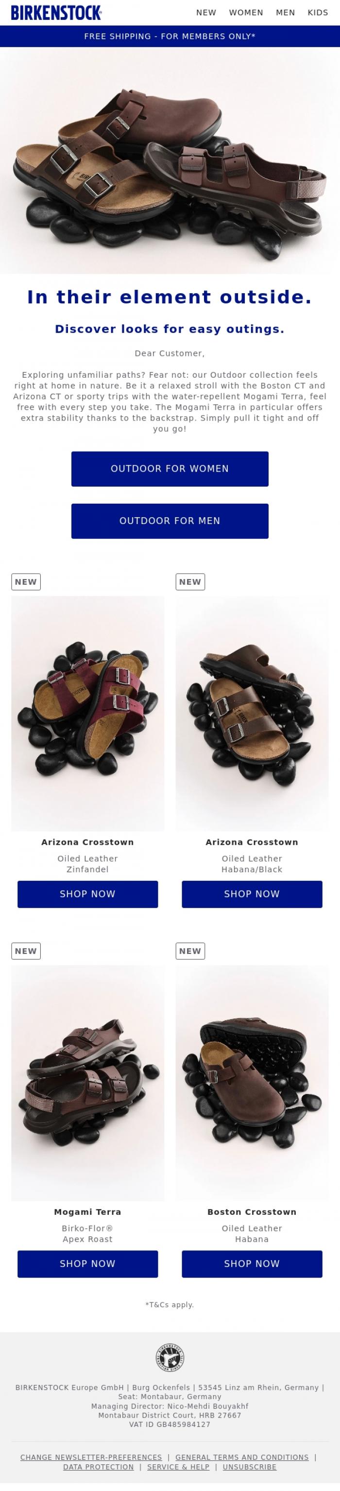 Email Design Inspiration from BIRKENSTOCK, Go get your new outdoor all-rounders.