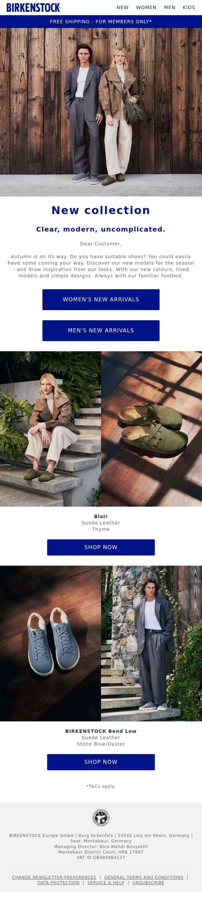 Email Design Inspiration from BIRKENSTOCK, New season. New models.
