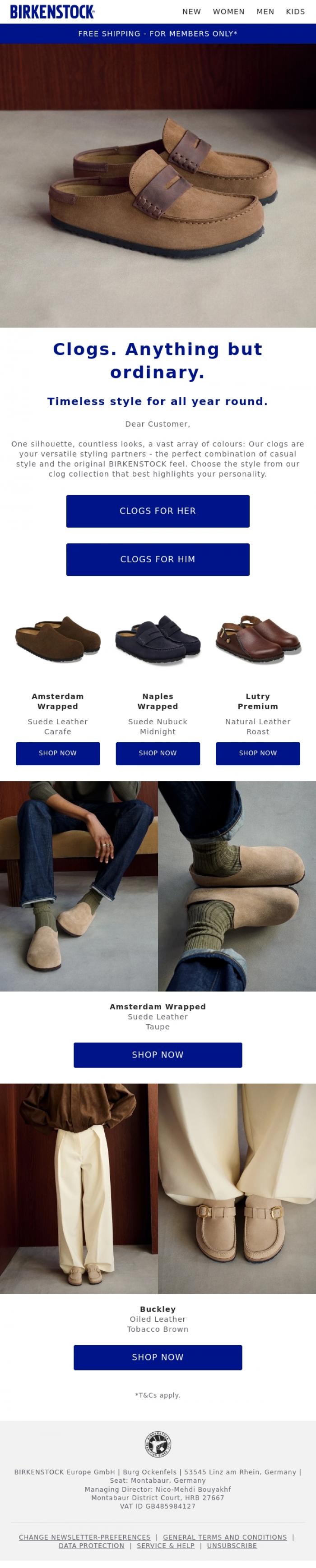 Email Design Inspiration from BIRKENSTOCK, Style or comfort? Clogs have both.