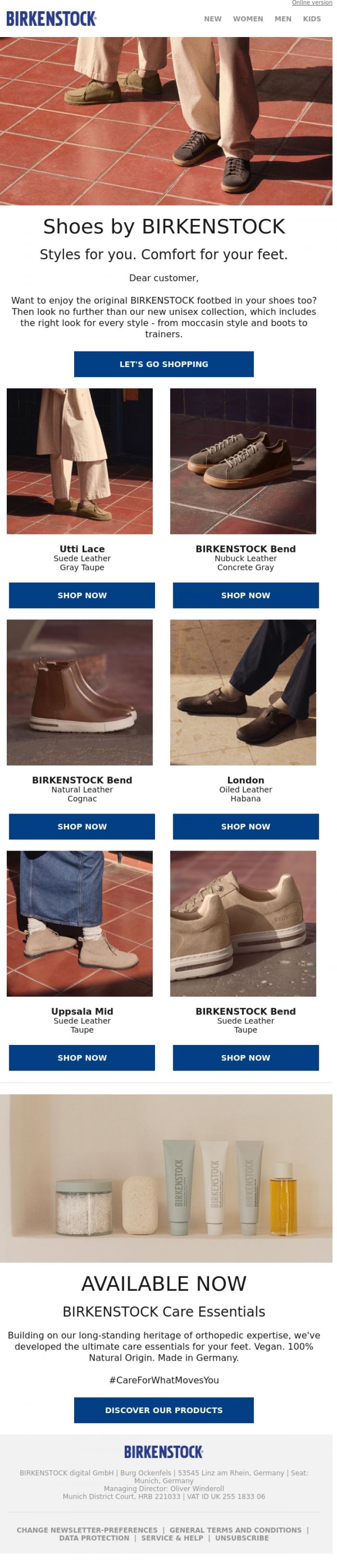 Email Design Inspiration from BIRKENSTOCK News, Shoe shopping made easy