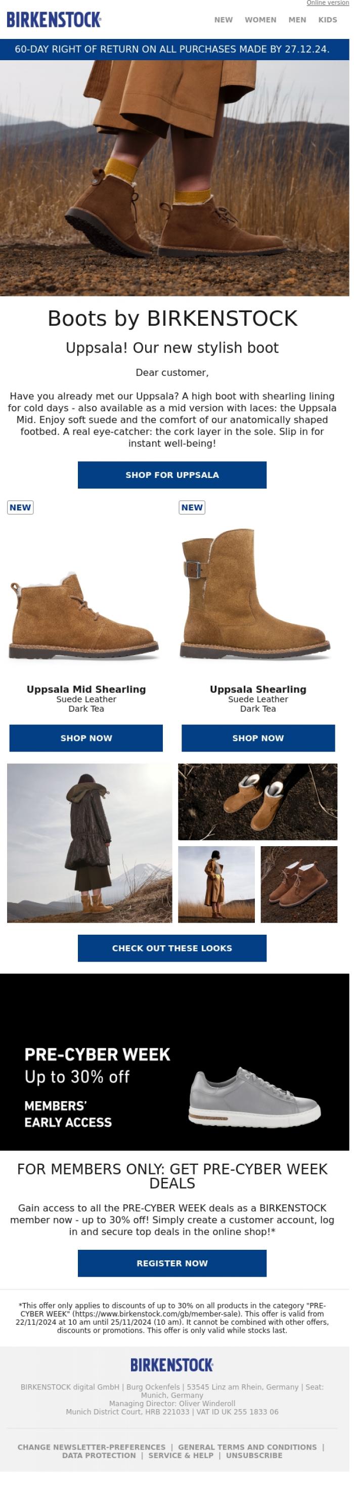 Email Design Inspiration from BIRKENSTOCK News, Slip-on suede boot
