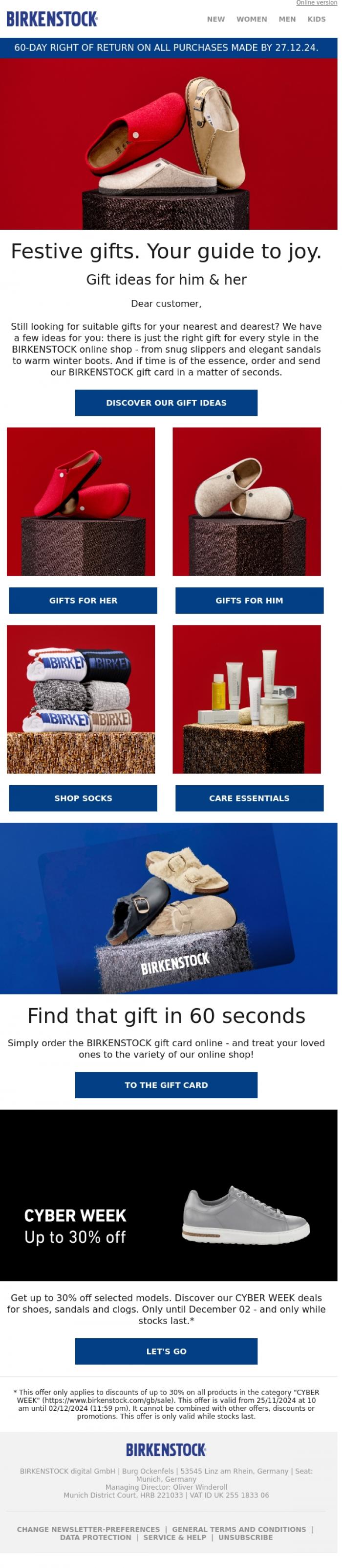 Email Design Inspiration from BIRKENSTOCK News, Silent night. Shiny styles.