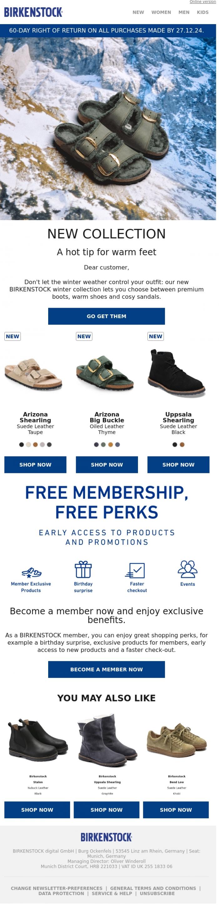 Email Design Inspiration from BIRKENSTOCK News, Shop winter styles now