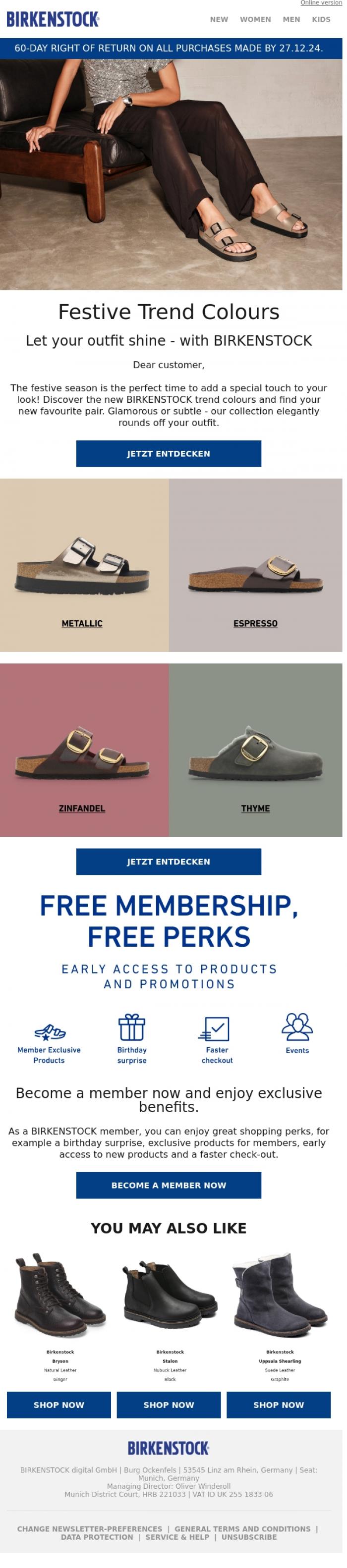 Email Design Inspiration from BIRKENSTOCK News, Which is your favourite trend colour, Dear customer?