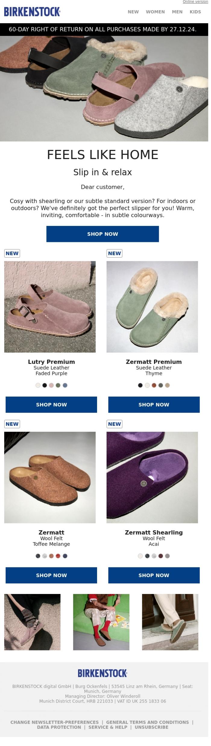 Email Design Inspiration from BIRKENSTOCK News, Essentials for your home
