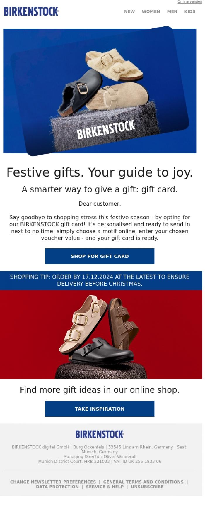 Email Design Inspiration from BIRKENSTOCK News, Ordered as needed. And delivered right away.