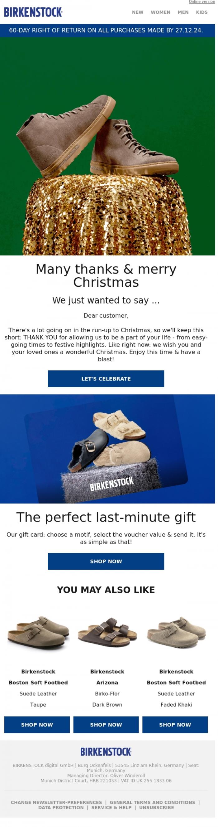 Email Design Inspiration from BIRKENSTOCK News, Dear customer, we salute you!