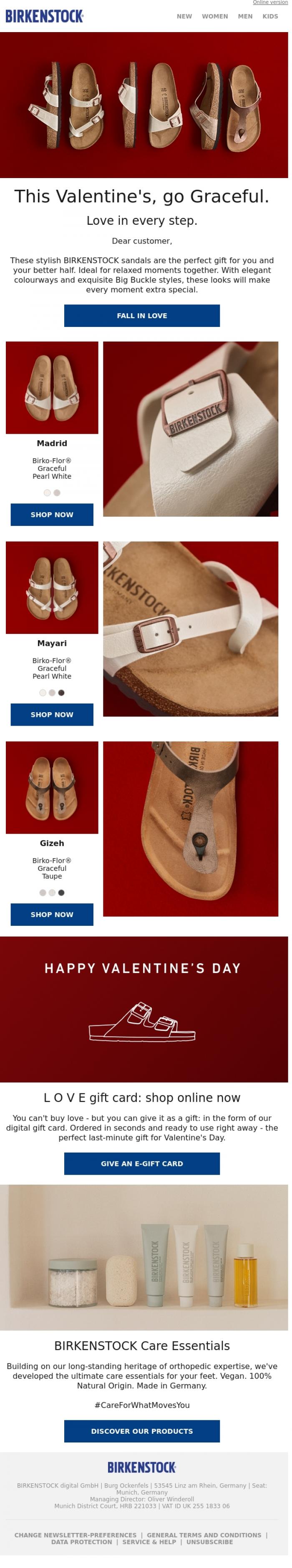 Email Design Inspiration from BIRKENSTOCK News, These styles touch hearts. And feet.