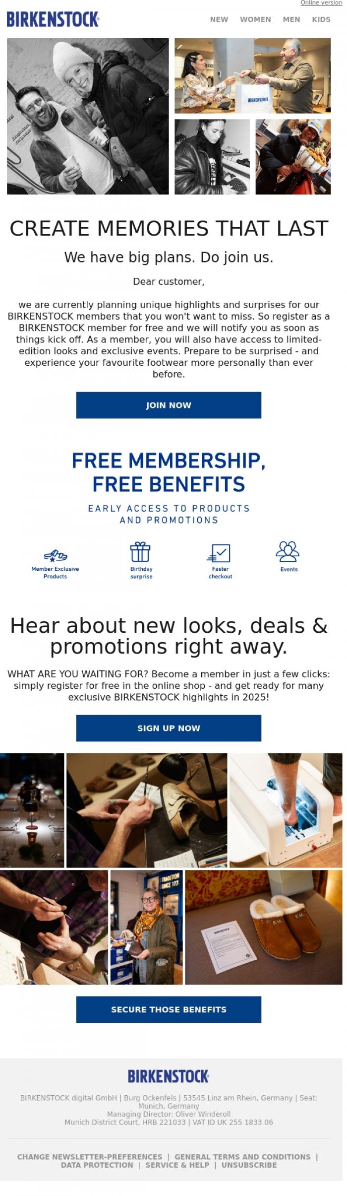 Email Design Inspiration from BIRKENSTOCK News, Exclusive invitation: become a Birkenstock member.