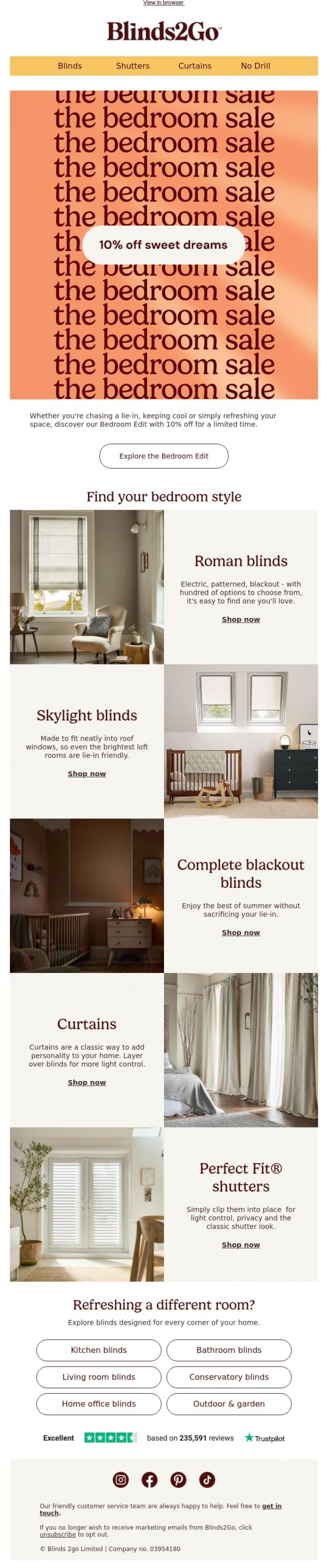 Email Design Inspiration from Blinds 2go Promotions Team, Your bedroom, ready for summer
