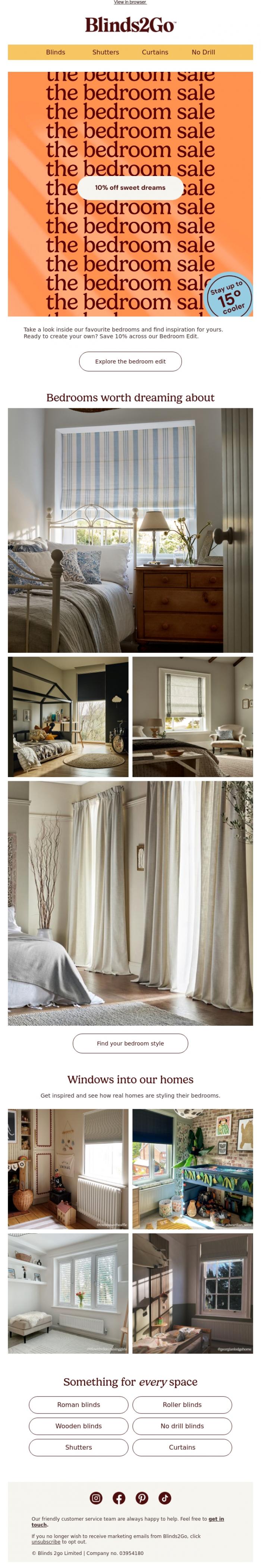 Email Design Inspiration from Blinds 2go Promotions Team, The bedroom you'll never want to leave