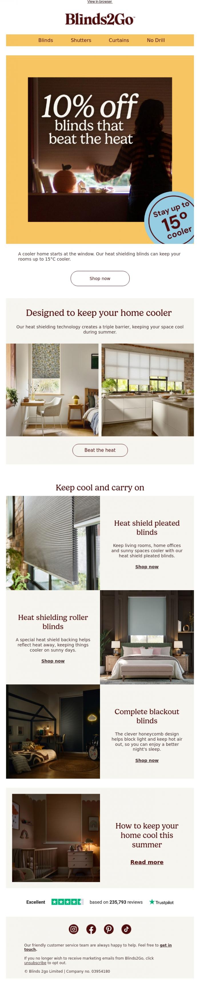 Email Design Inspiration from Blinds 2go Promotions Team, ☀️ Feeling the heat?
