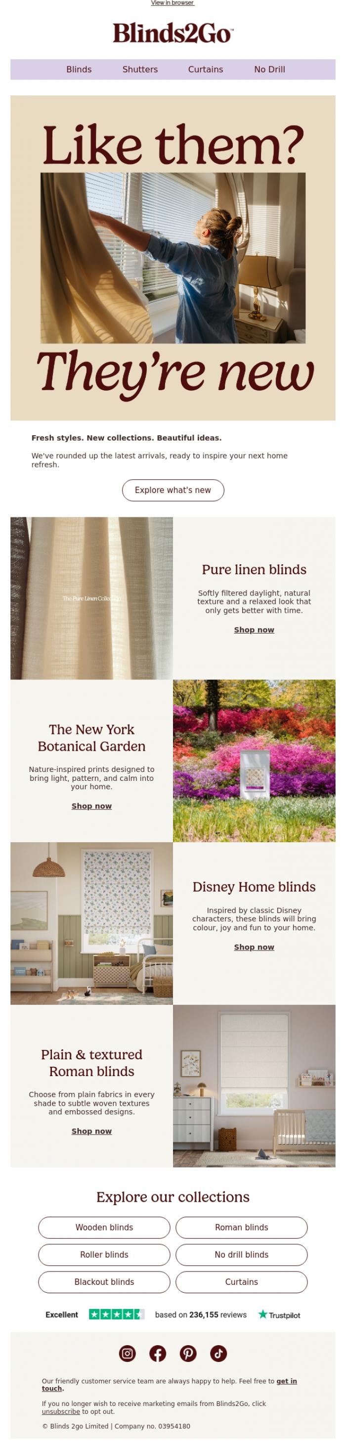Email Design Inspiration from Blinds 2go Promotions Team, Meet what's new