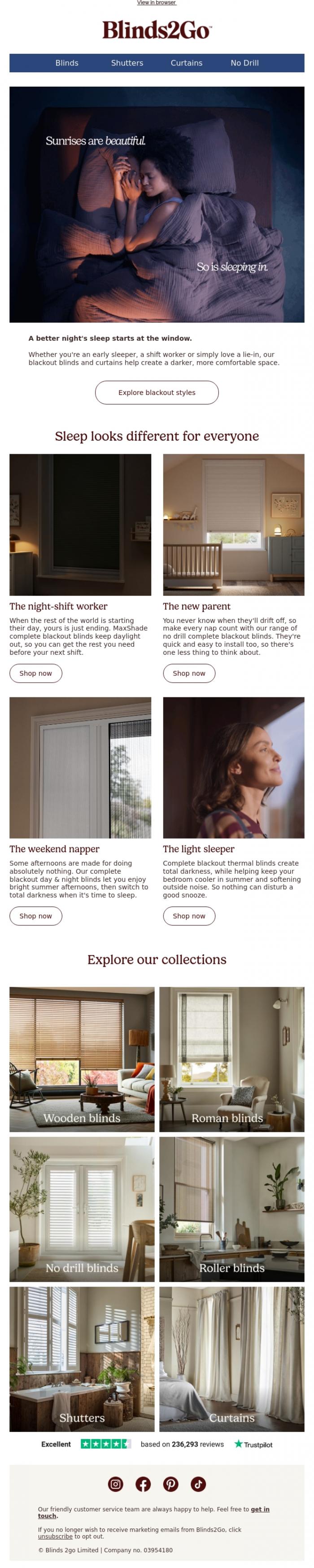 Email Design Inspiration from Blinds 2go Promotions Team, Which sleeper are you?