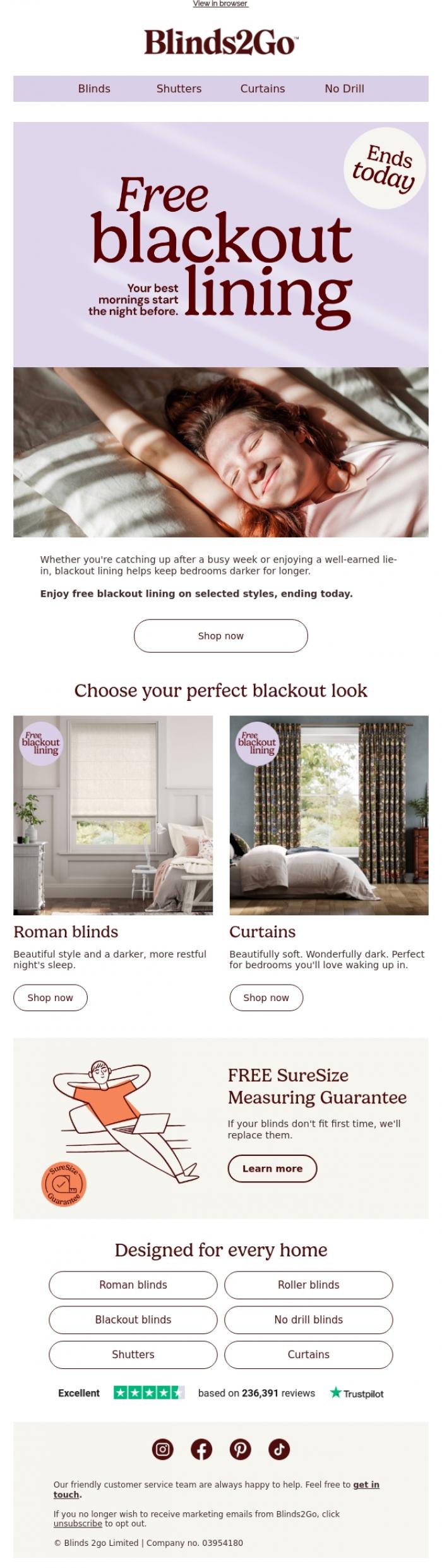 Email Design Inspiration from Blinds 2go Promotions Team, Your best mornings start the night before