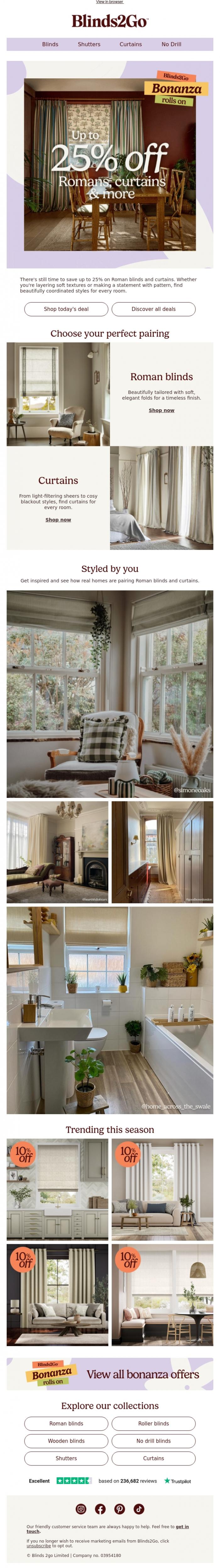 Email Design Inspiration from Blinds 2go Promotions Team, Complete the look