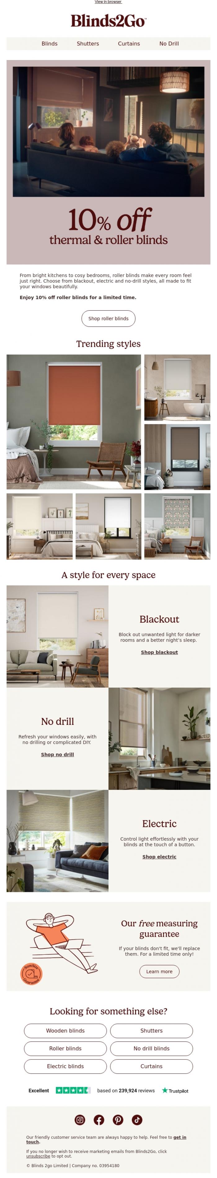 Email Design Inspiration from Blinds 2go Promotions Team, The roller blind collection, now 10% off
