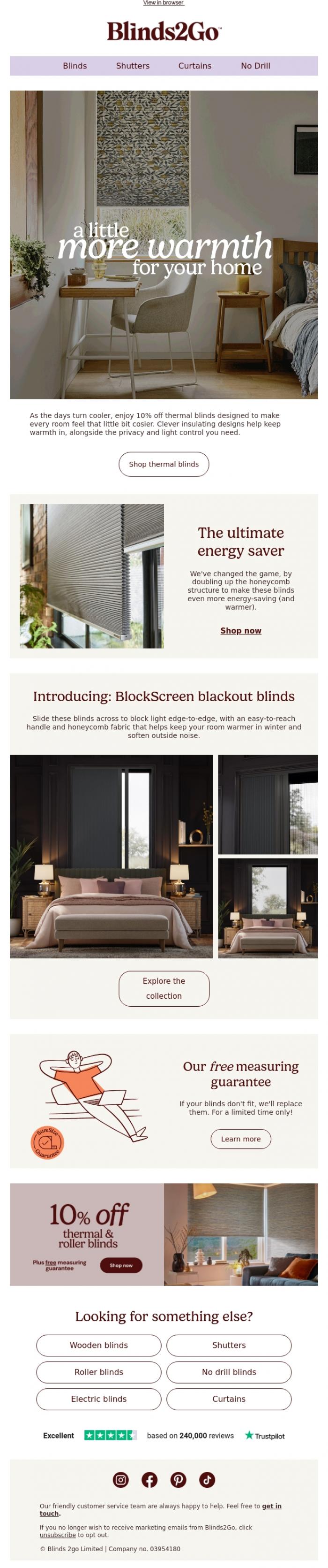 Email Design Inspiration from Blinds 2go Promotions Team, A little more warmth for your home