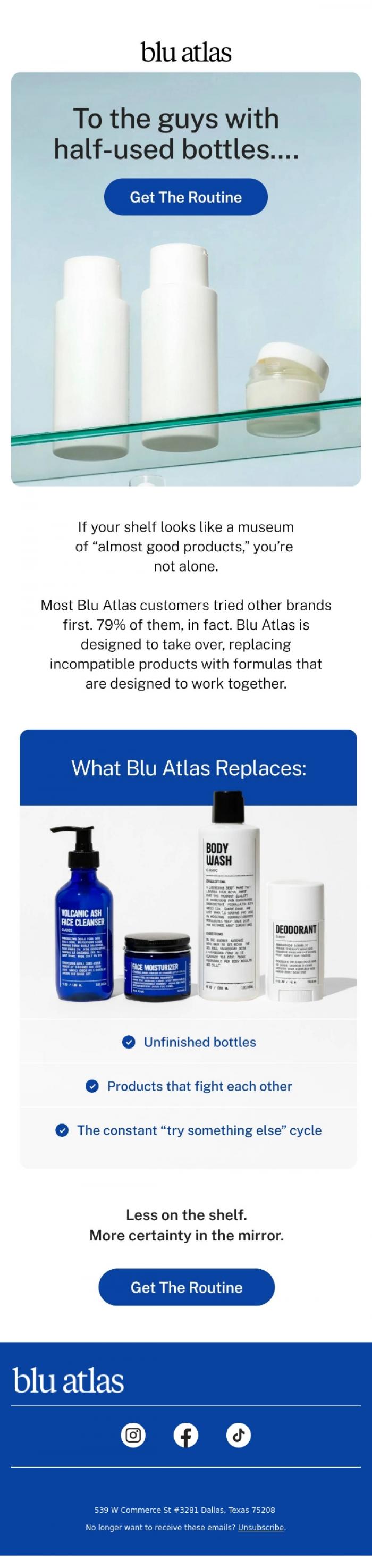 Email Design Inspiration from Blu Atlas, To the guy with the half-used bottles,