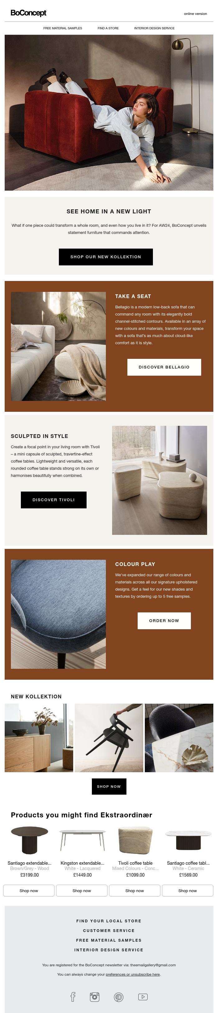 Email Design Inspiration from BoConcept, BoConcept NEW Kollektion