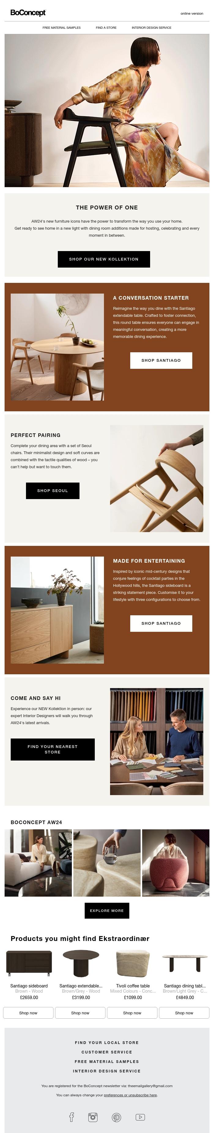 Email Design Inspiration from BoConcept, Just Launched: Our NEW Kollektion