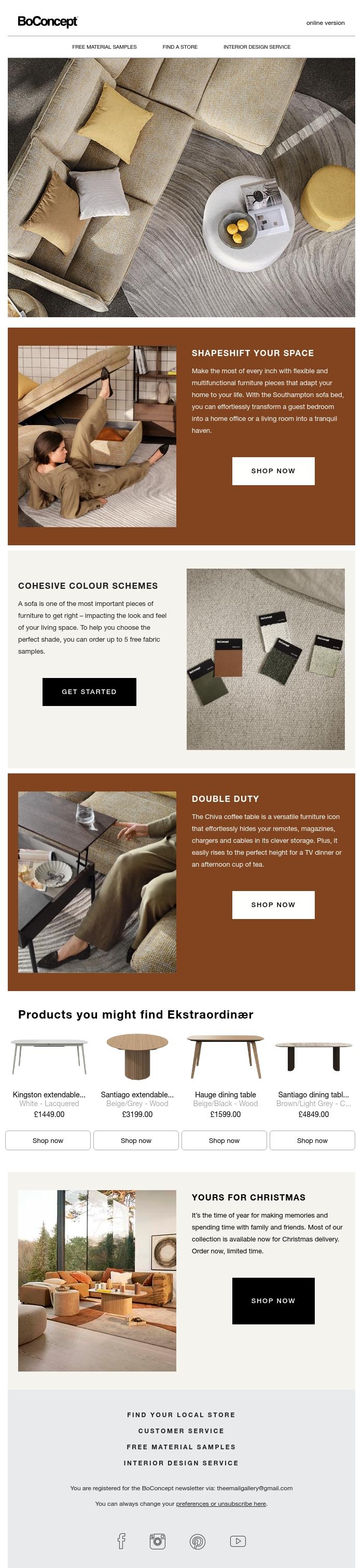 Email Design Inspiration from BoConcept, Our Favourite Small-Space Saviours