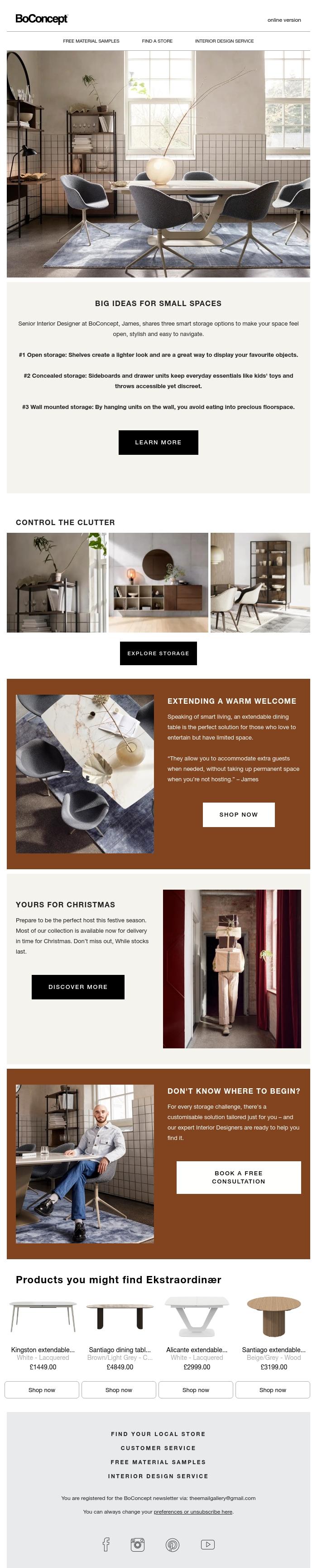 Email Design Inspiration from BoConcept, Genius Storage Ideas