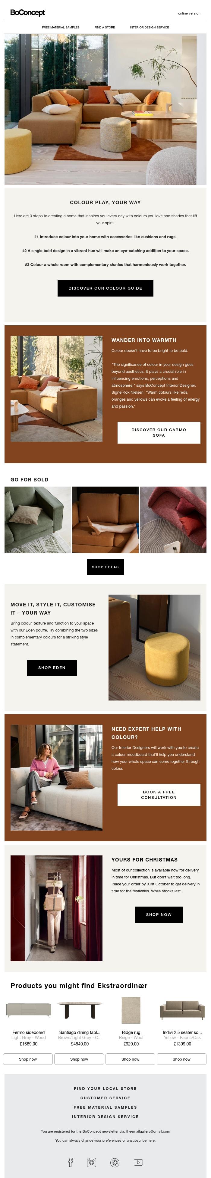 Email Design Inspiration from BoConcept, An Interior Designer's Guide To Colour