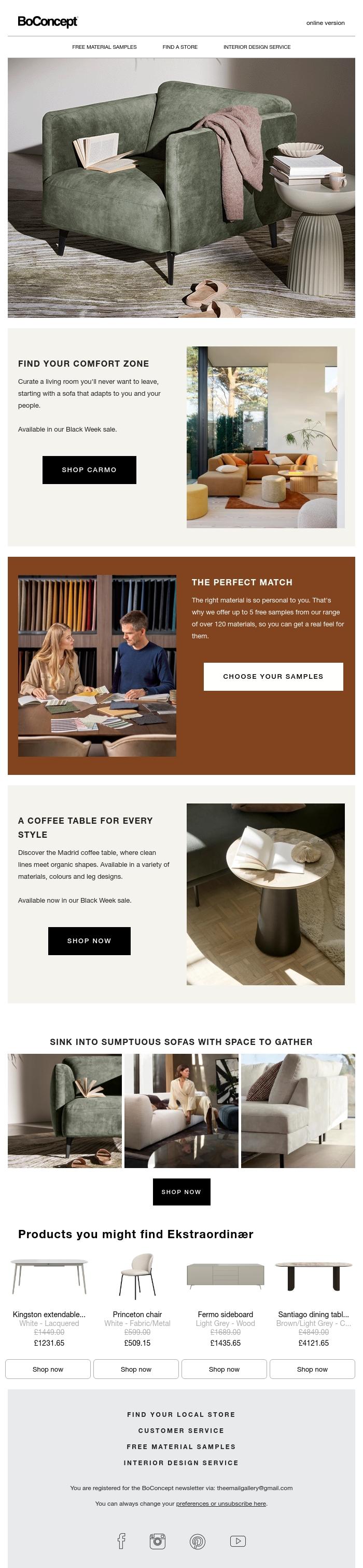 Email Design Inspiration from BoConcept, Revamp Your Living Room