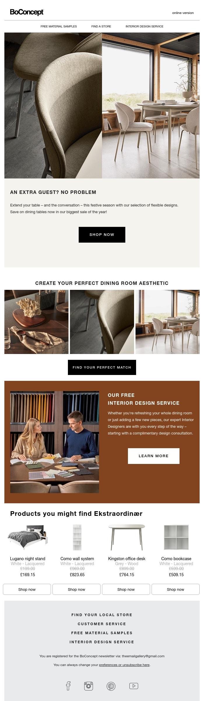 Email Design Inspiration from BoConcept, Unleash Your Dining Room's Potential