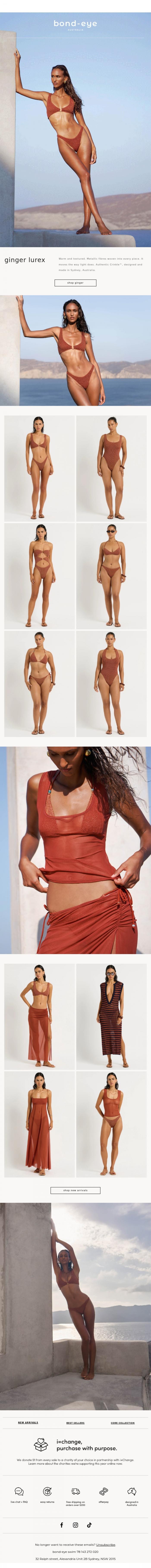Email Design Inspiration from bond-eye swim, toasted in ginger