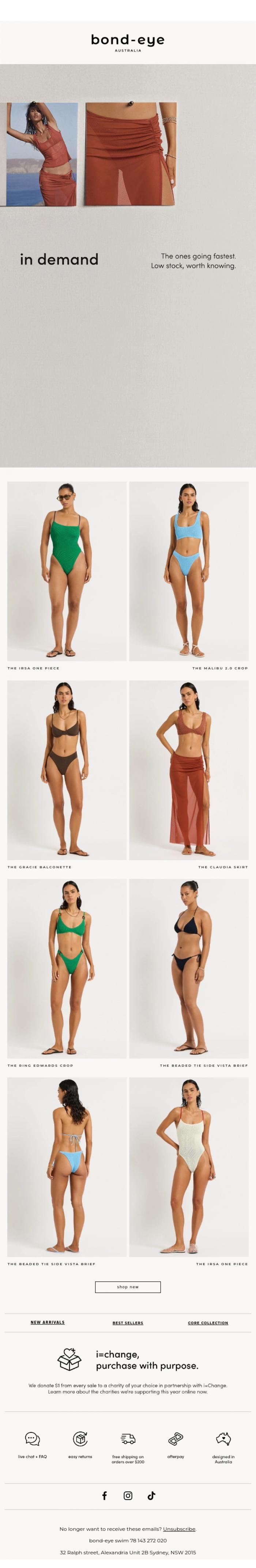 Email Design Inspiration from bond-eye swim, in demand