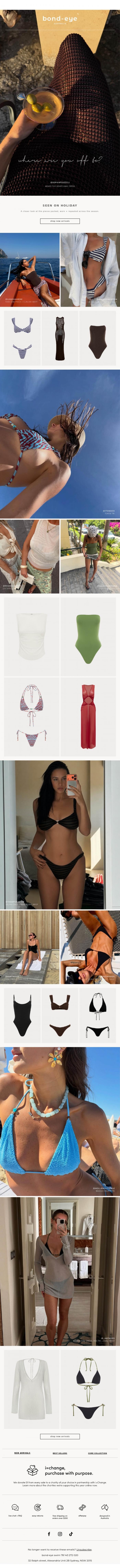 Email Design Inspiration from bond-eye swim, seen on vacation