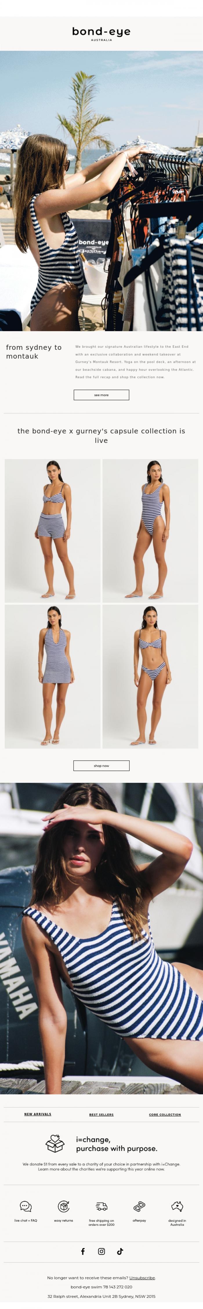 Email Design Inspiration from bond-eye swim, Weekend at Gurney's