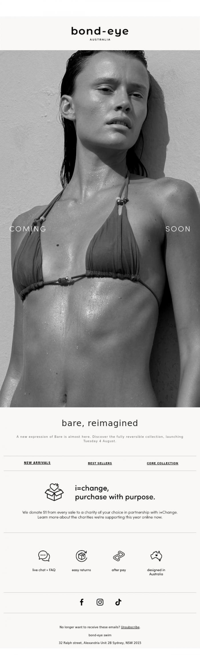 Email Design Inspiration from bond-eye swim, coming soon