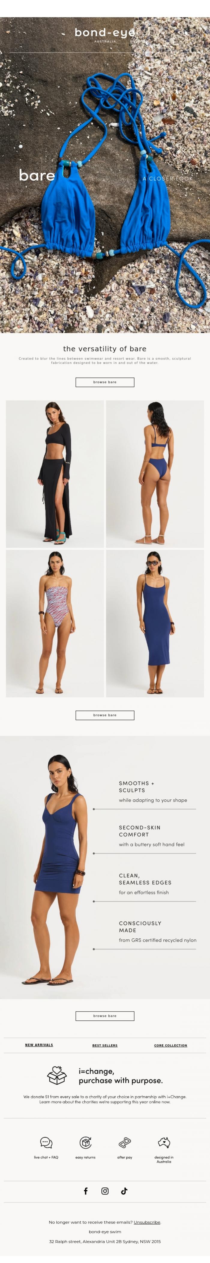 Email Design Inspiration from bond-eye swim, discover bare
