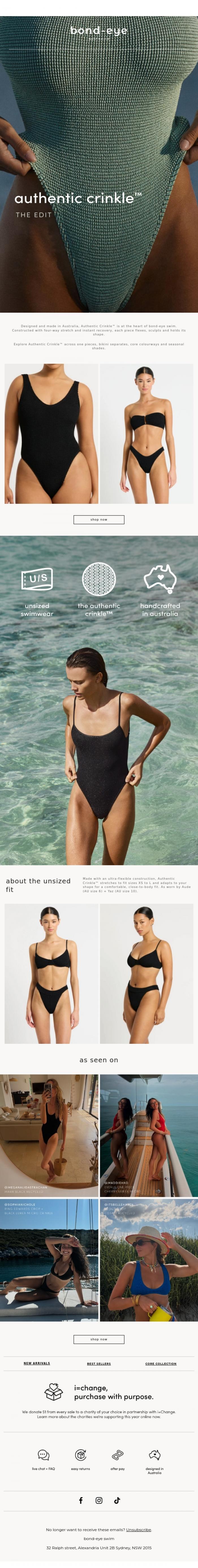 Email Design Inspiration from bond-eye swim, all things authentic crinkle&trade;