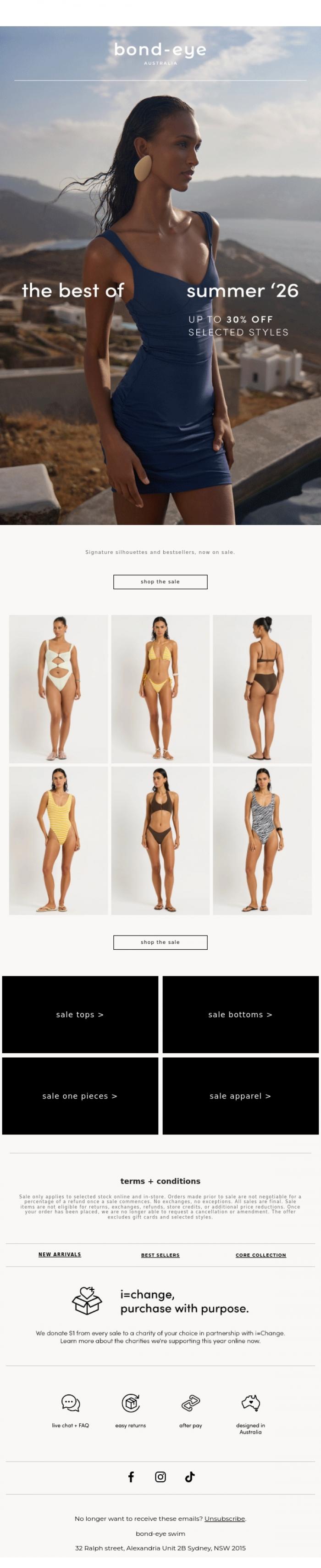 Email Design Inspiration from bond-eye swim, summer favourites