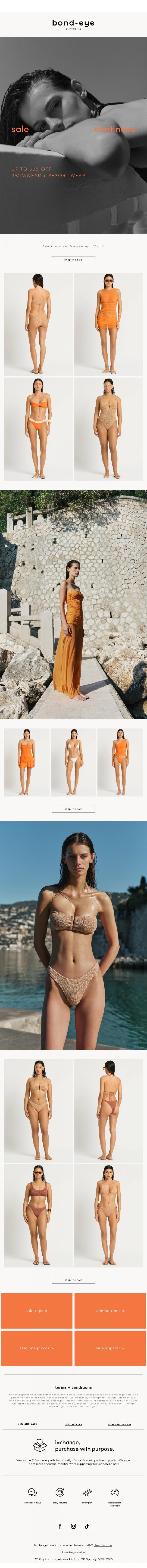 Email Design Inspiration from bond-eye swim, end of season sale continues