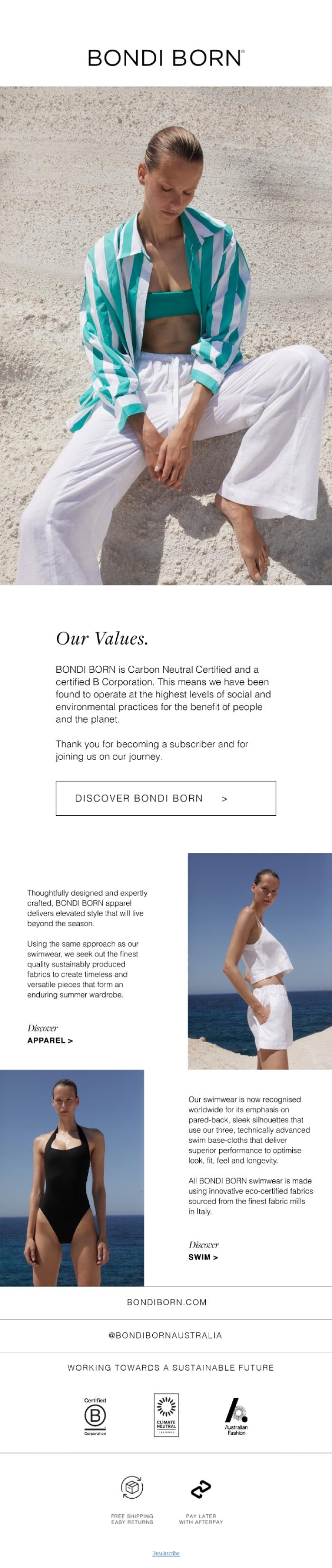 Email Design Inspiration from BONDI BORN, Get to know BONDI BORN