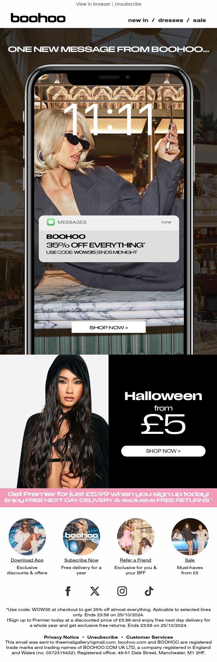 Email Design Inspiration from boohoo, (1) New Message From boohoo 📲