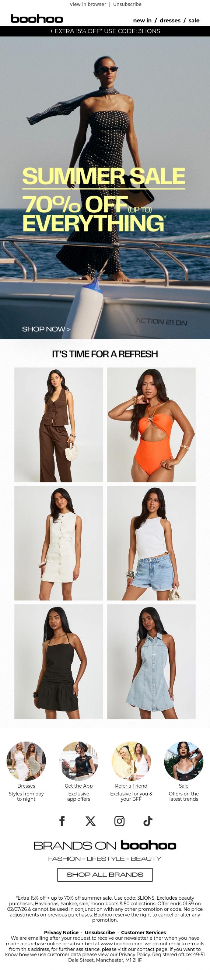 Email Design Inspiration from boohoo, Up to 70% off... 🤯