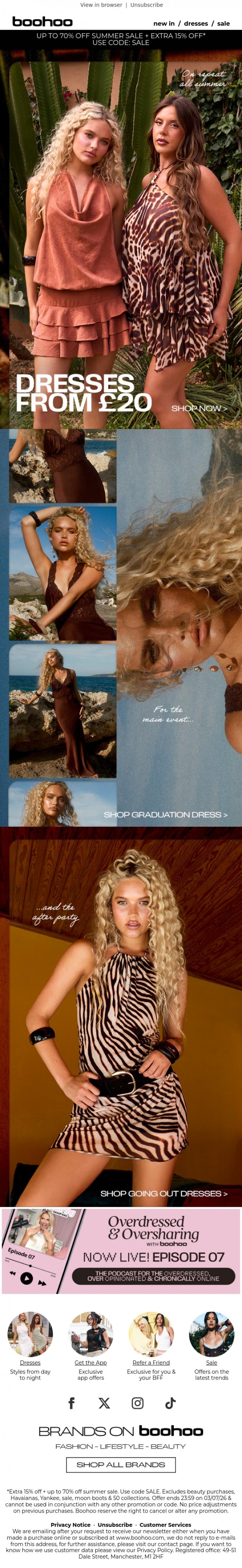 Email Design Inspiration from boohoo, Dresses for every occasion from &pound;20