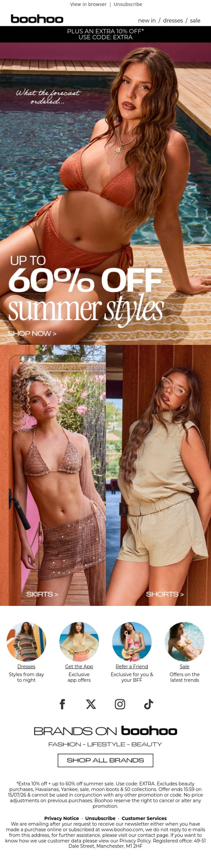 Email Design Inspiration from boohoo, Summer sale is LIVE 🚨
