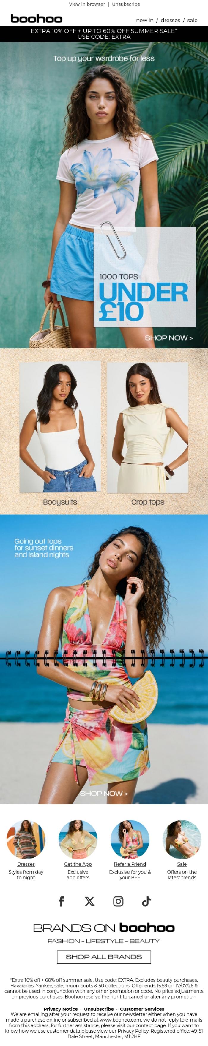 Email Design Inspiration from boohoo, 1000 tops under &pound;10 🤯