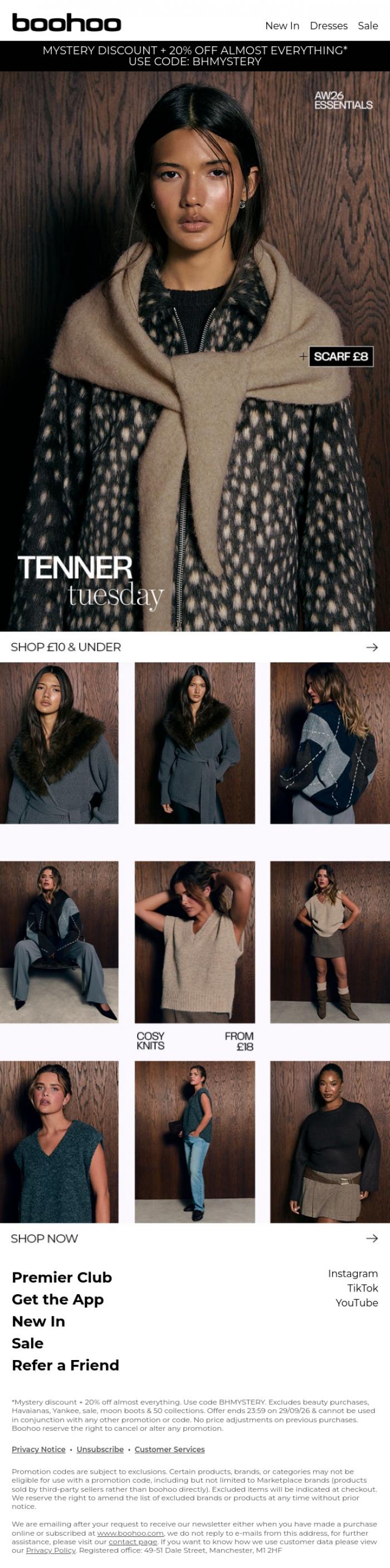 Email Design Inspiration from boohoo, It's Tenner Tuesday 🤑💸